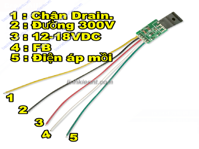 MẠCH ĐỘ NGUỒN XUNG 5 DÂY CHO LCD